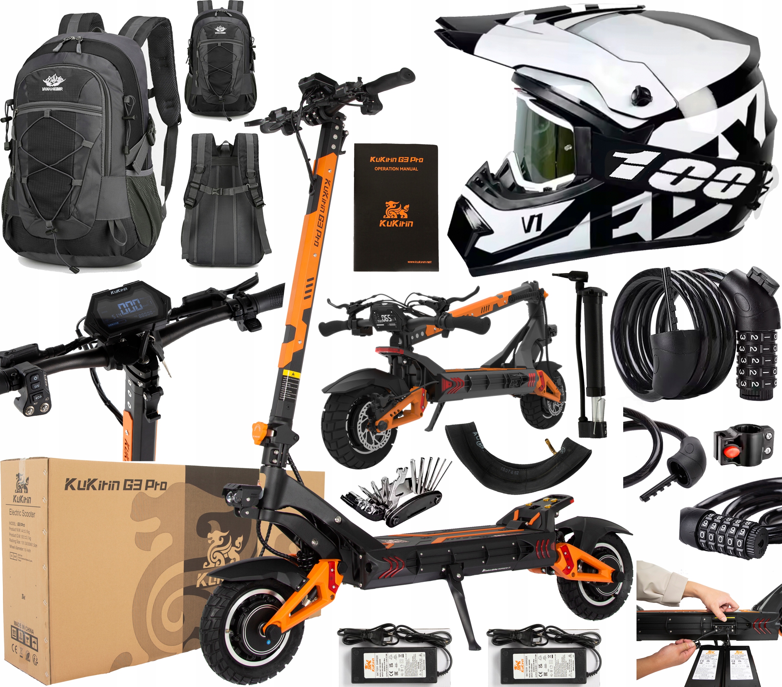 Kukirin G3 Pro Skládací 52 V 23.4 Ah 2400 W 65 km/h 80 Km 10" Terénní Pl