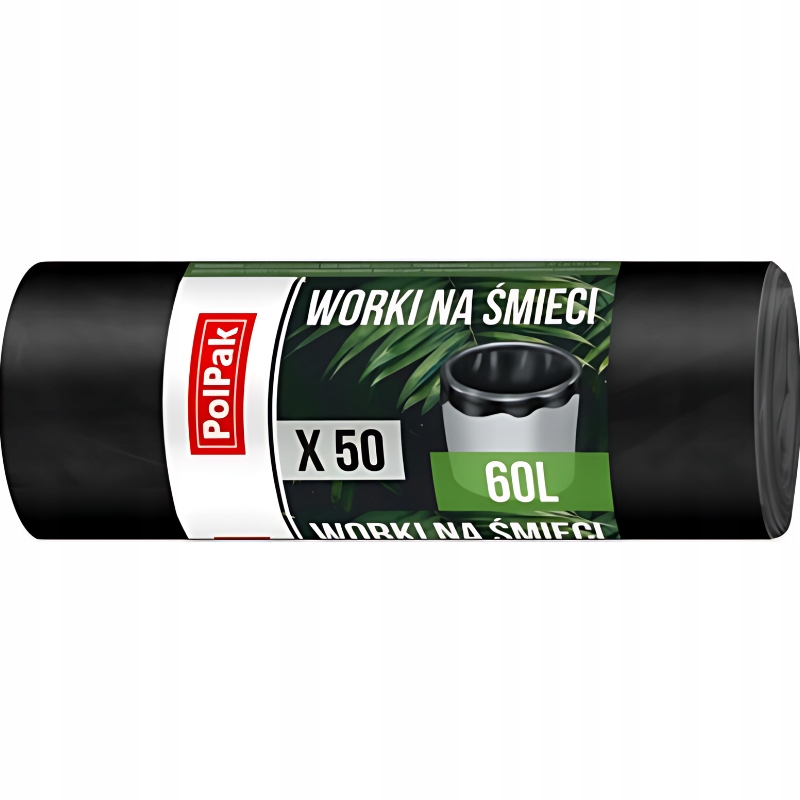 Levně 9X Polpak Černé Pytle na odpadky Odolné 60L 50 Kusů