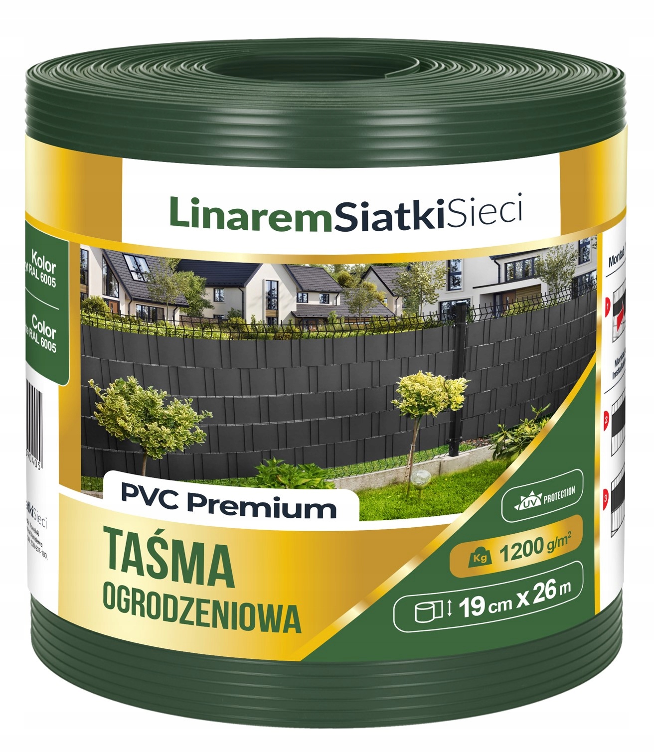 Taśma Ogrodzeniowa Premium 1200g Zielona Do Ogrodzenia Panelowego 19cmx26m