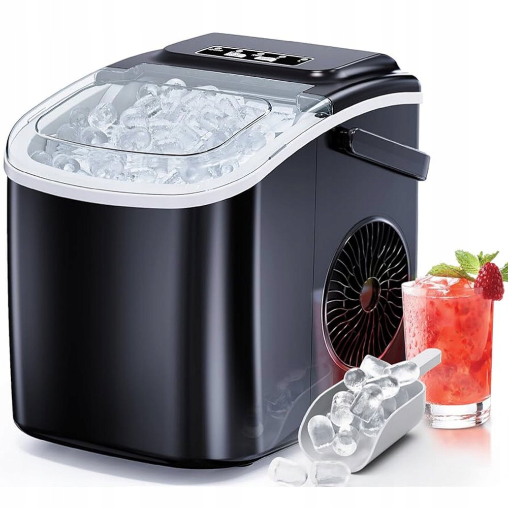 Výrobník ledu 1,5 l 12 kg/24 h Černá Výkonná Rychlá Tichá Samočištění