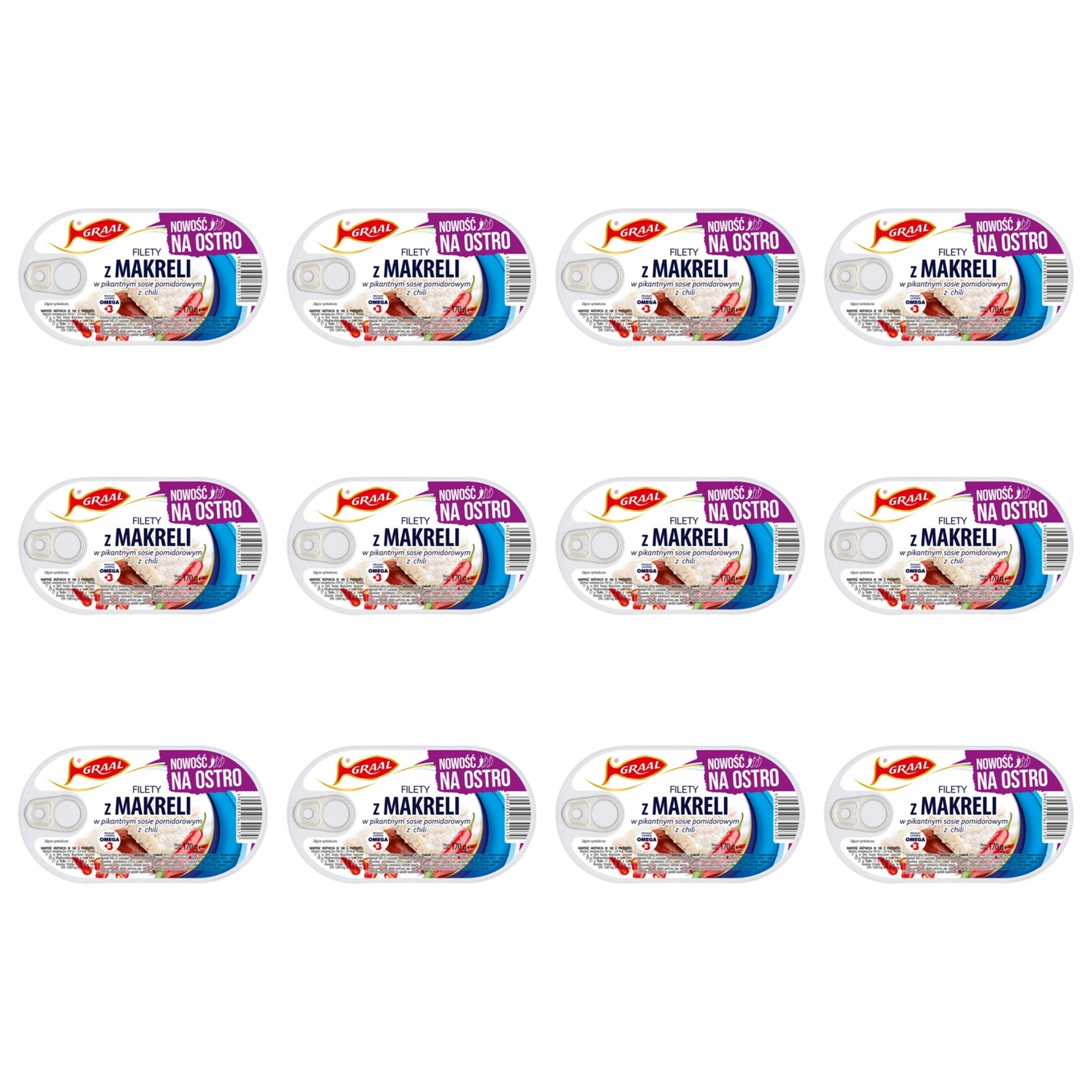 12x 170g Graal Filety z makreli w pikantnym sosie pomidorowym z chili