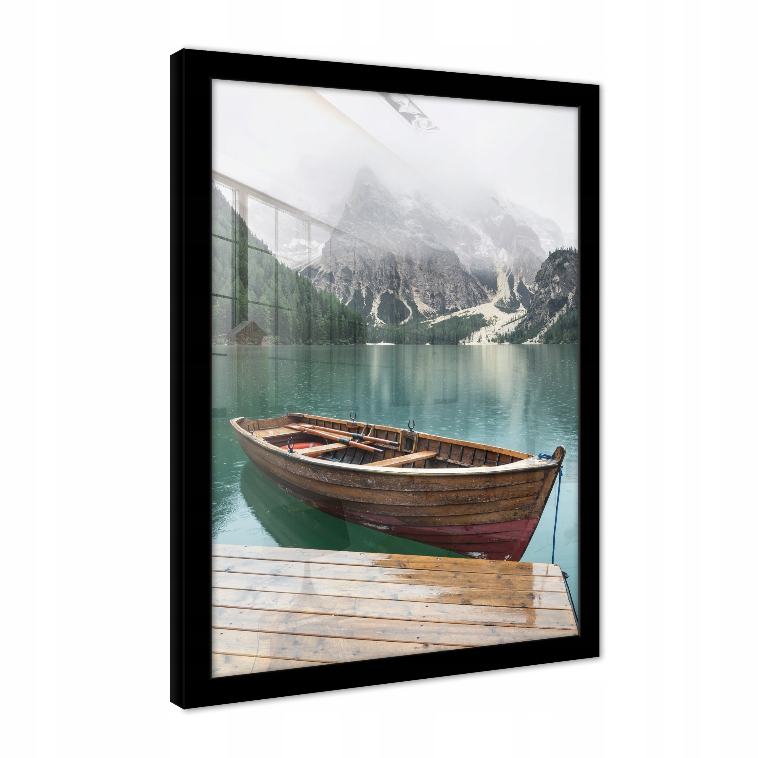 Obraz Hory Loďka Jezero Příroda Krajina Modrá Plakát V Rámu 100x70