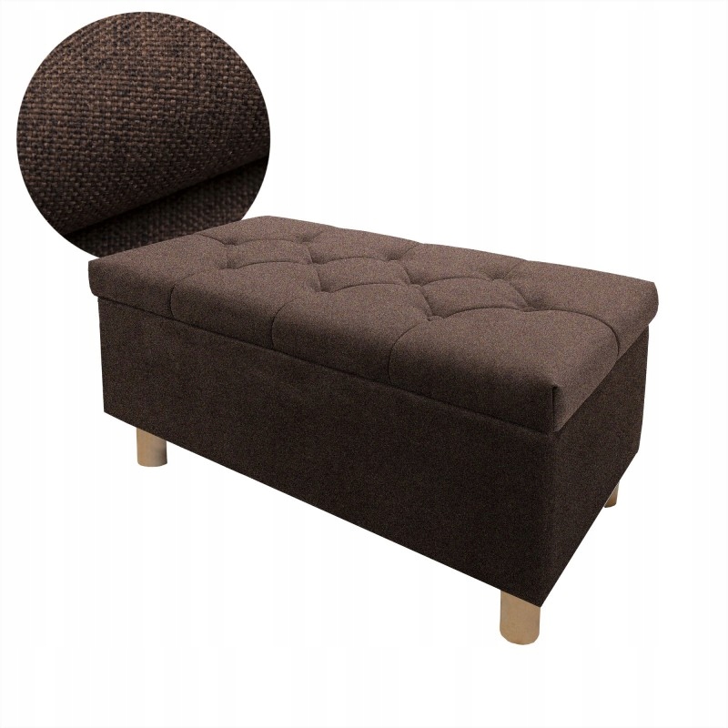 Otwierana pufa skrzynia tapicerowana Brązowy | Len