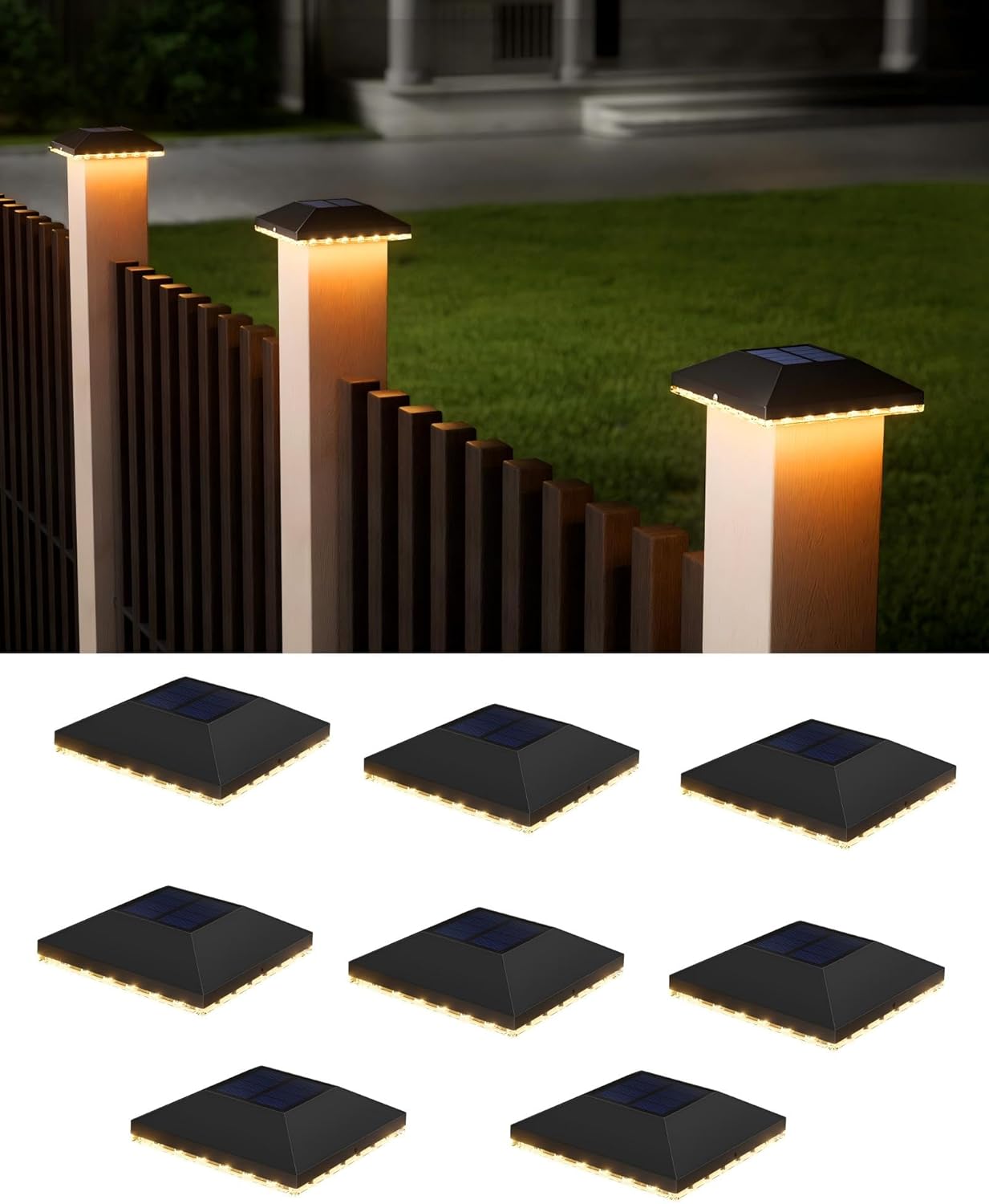 Solárne Led Záhradné Lampy S Krytom Na Stĺpiky 800 Mah Jackyled, Sada 10KS