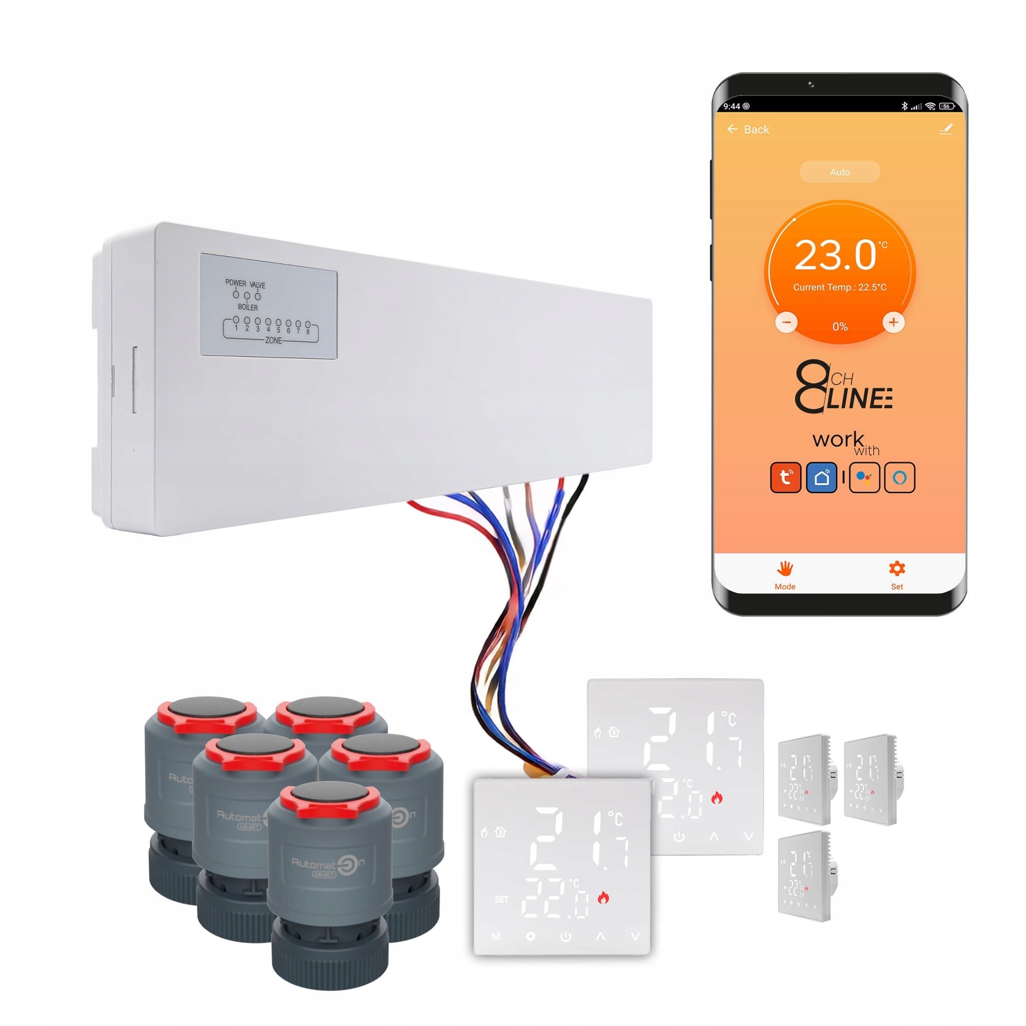 Súprava prívodov na vykurovanie Line 5 izieb termostaty Std Zigbee biele