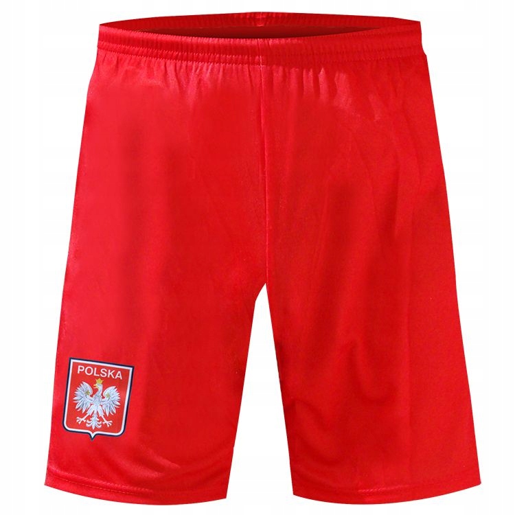 Spodenki piłkarskie Polska sportowe z Godłem czerwone bez sznurka 110 cm