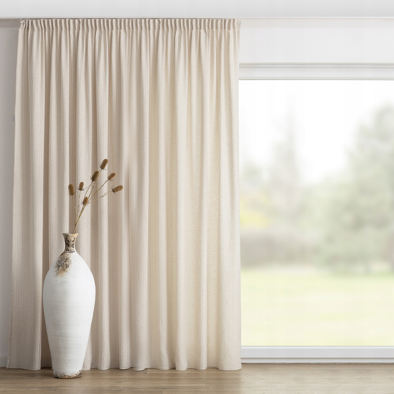 Záves na vlnitej páske 1 ks 130x260 cm biely