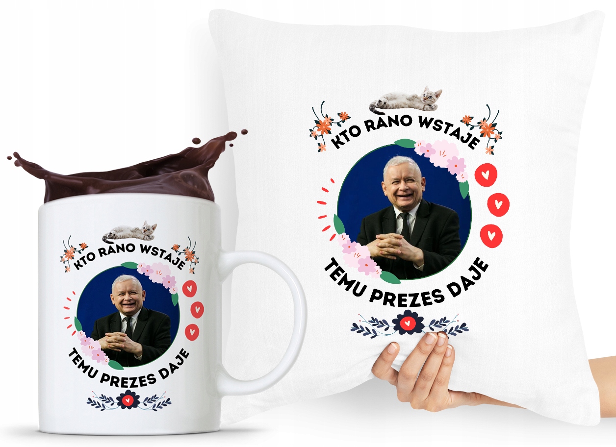 

Zestaw Poduszka Kubek Pis Jarosław Kaczyński