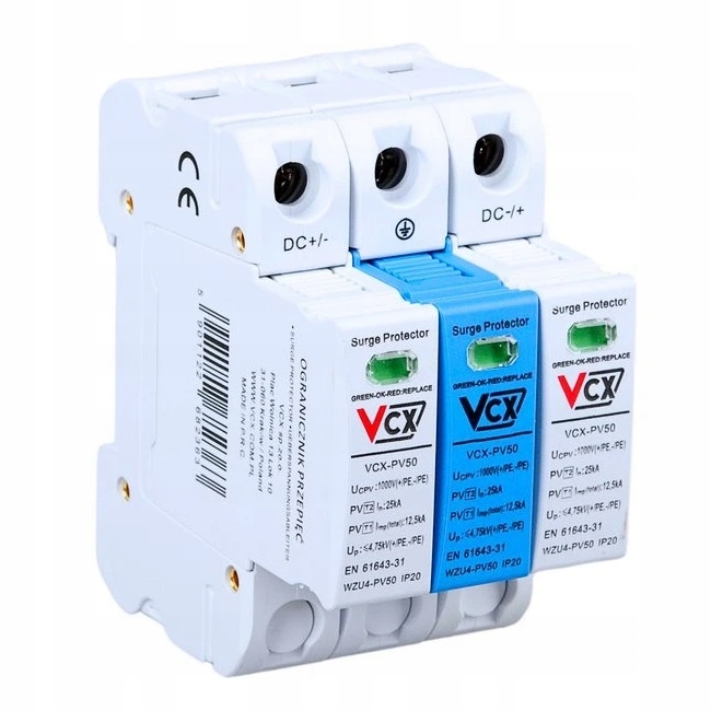Přepěťová ochrana VCX PV50 DC třída T1T2 (b+c) 3P 1000V 12.5 kA Gdt s plyno