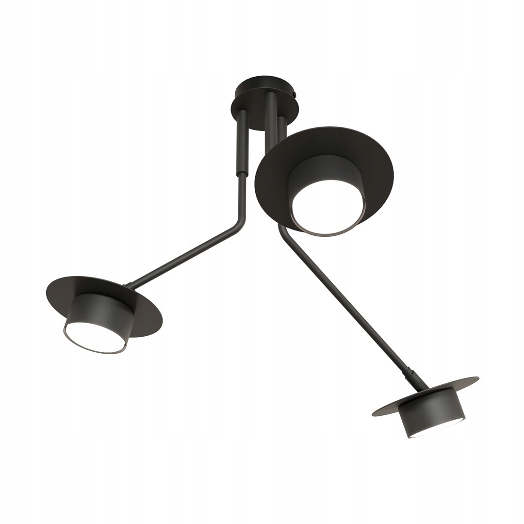 Emibig Mizu 3 Bl Závěsná lampa s převisem Ocel práškově lakovaná Černá 12W M