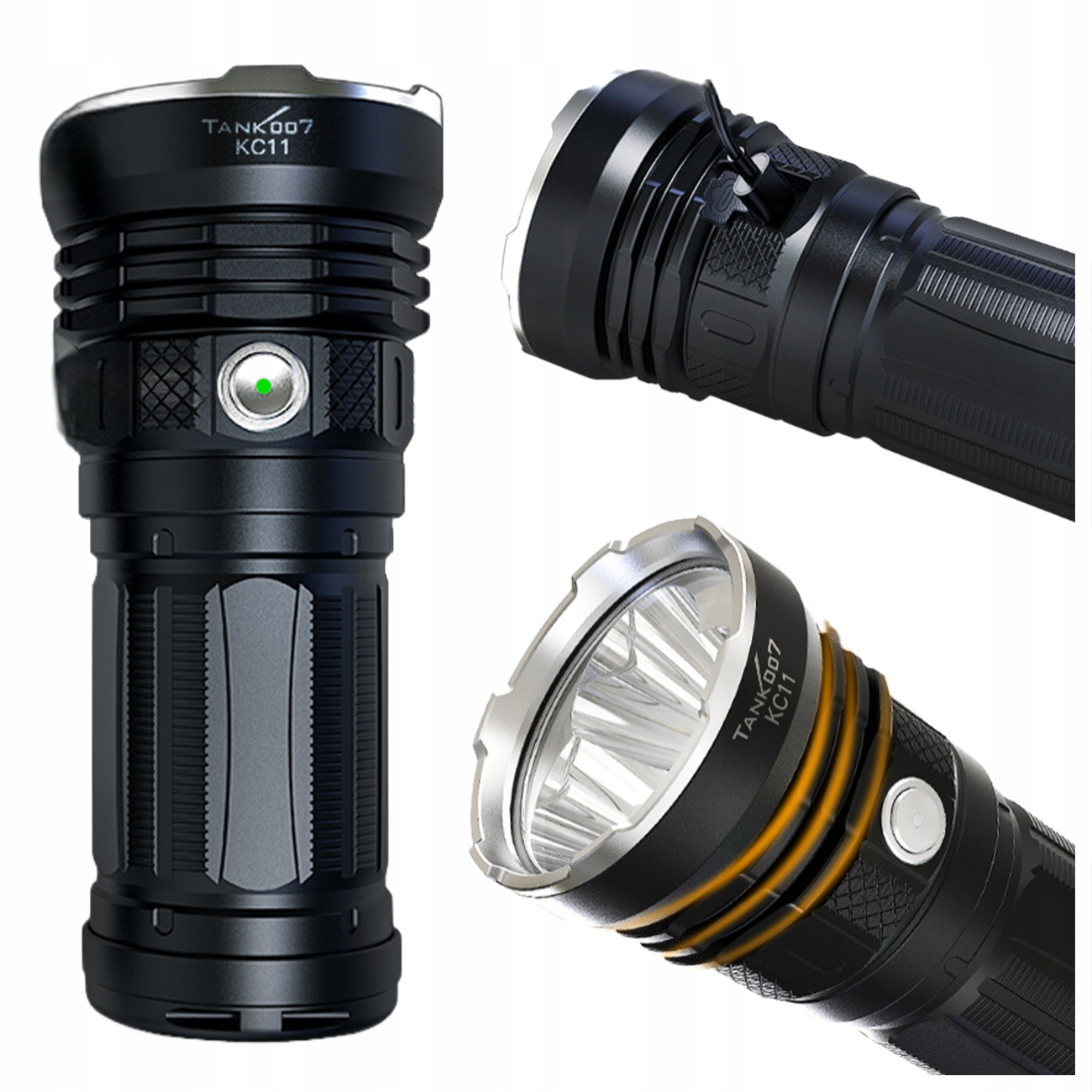 Lampička Reflektor Led TANK007 KC11 8000LM 700M IPX8 3X18650 9000MAH Silná