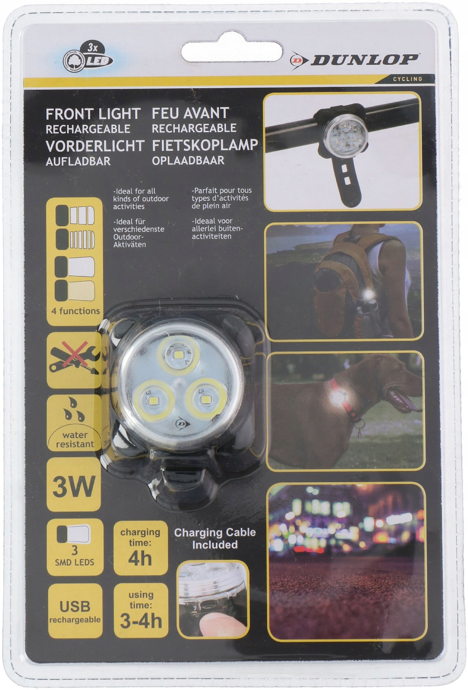 

Przednia lampka rowerowa ładowana Usb Led Dunlop