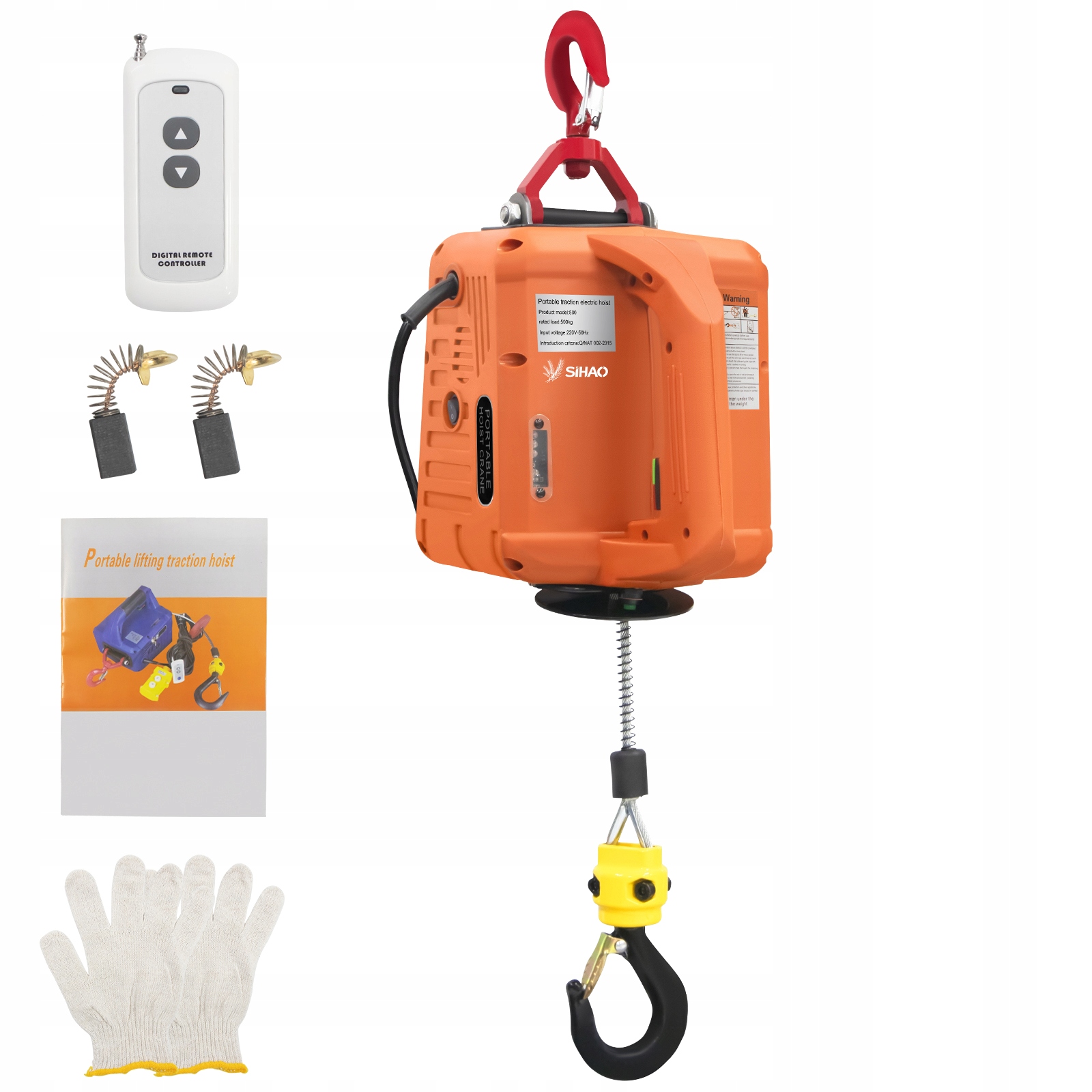 Elektrický kladkostroj 500 kg (1100 liber) – Přenosný, s duálním ovládáním (ruční a bezdrátové)