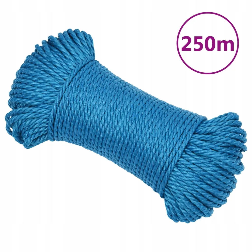 Modré kroucené polypropylenové lanko 8 mm, 250 m