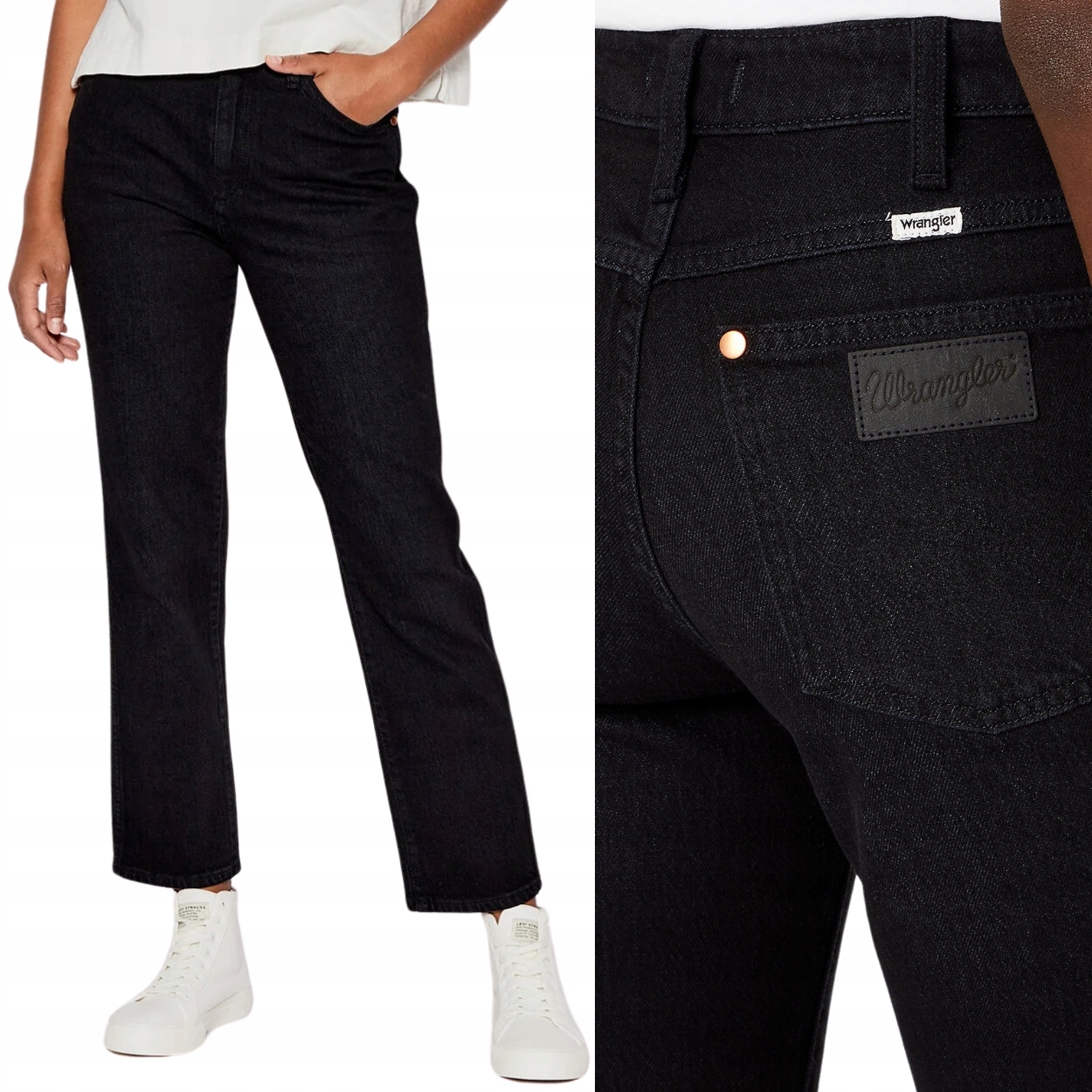 Wrangler Wild West vysoké jednoduché dámské džínové kalhoty 7/8 W28 L32