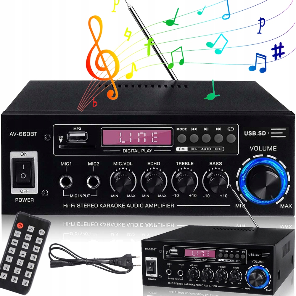 Digitální Zesilovač Výkonu Stereofonního Zvuku Bluetooth Fm Receiver