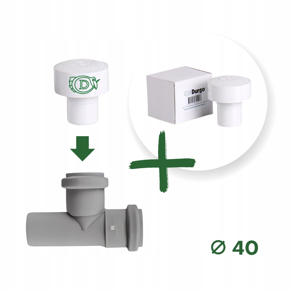 Prevzdušňovač kanalizácie Durgo DN40 s odpaliskom, sivý