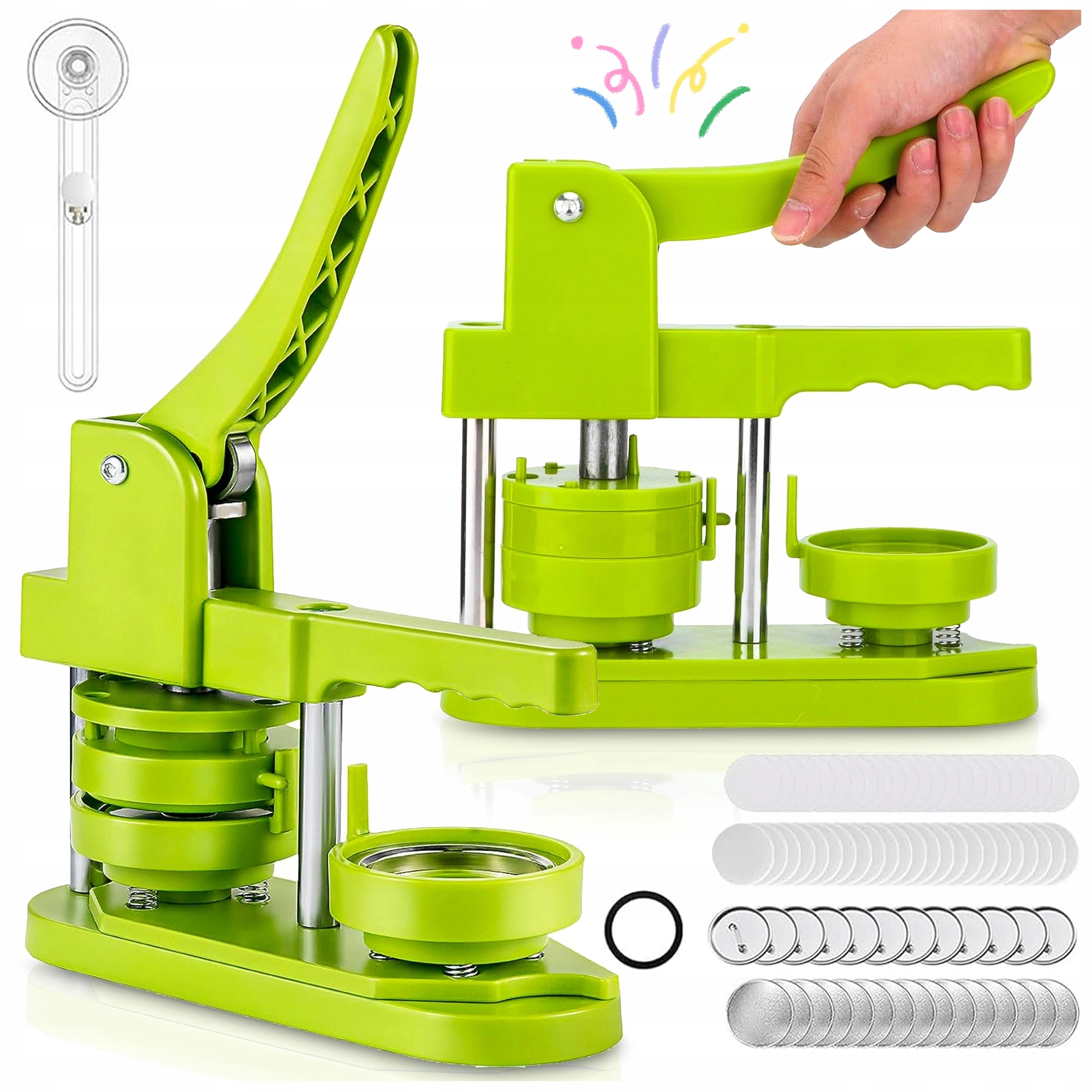 Zestaw XXL 405EL Maszyna Do Robienia Przypinek Basic Prasa +100 Pinów DC109