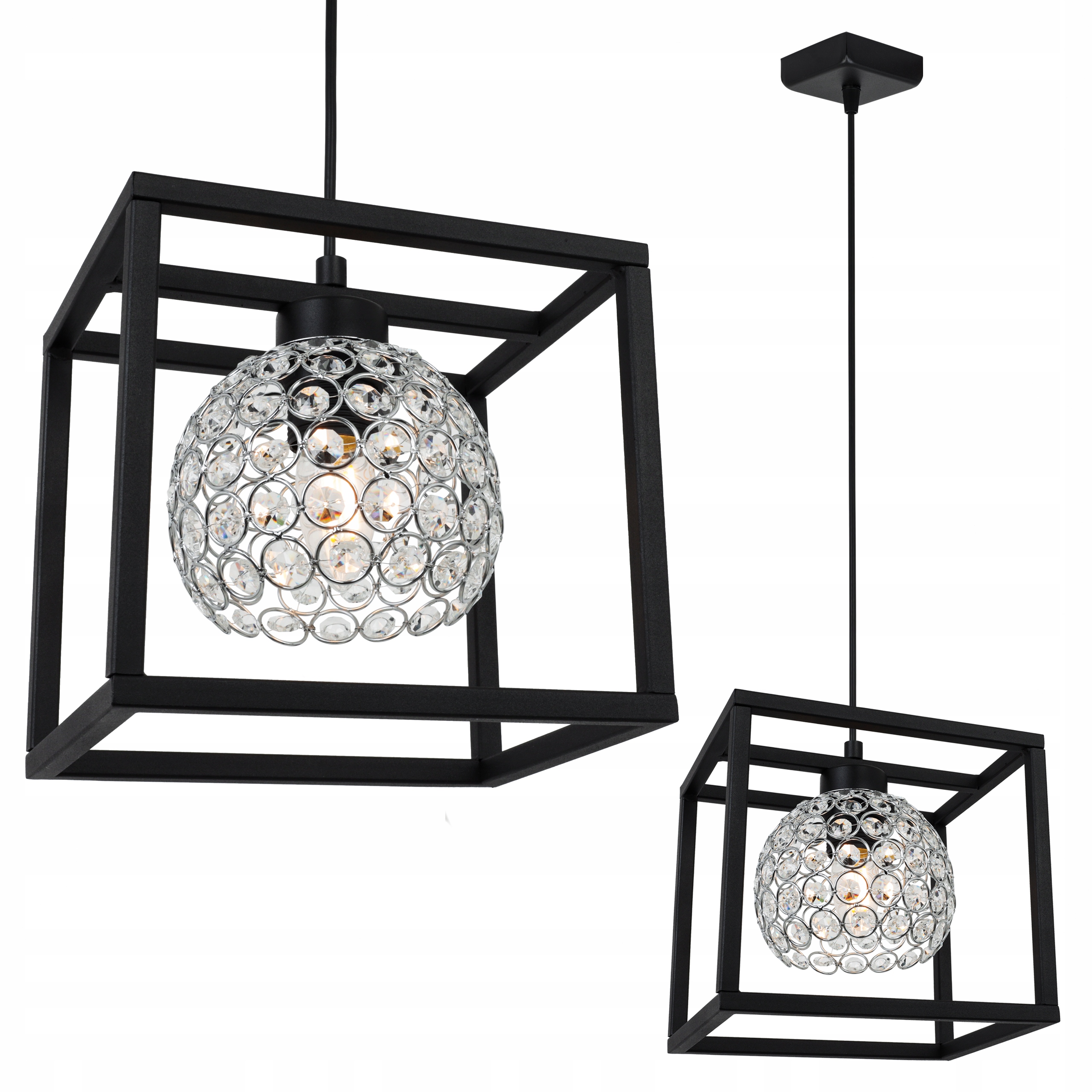 Závěsné Stropní Svítidlo Lustr Jedna Klec Elegantní Skleněná Koule