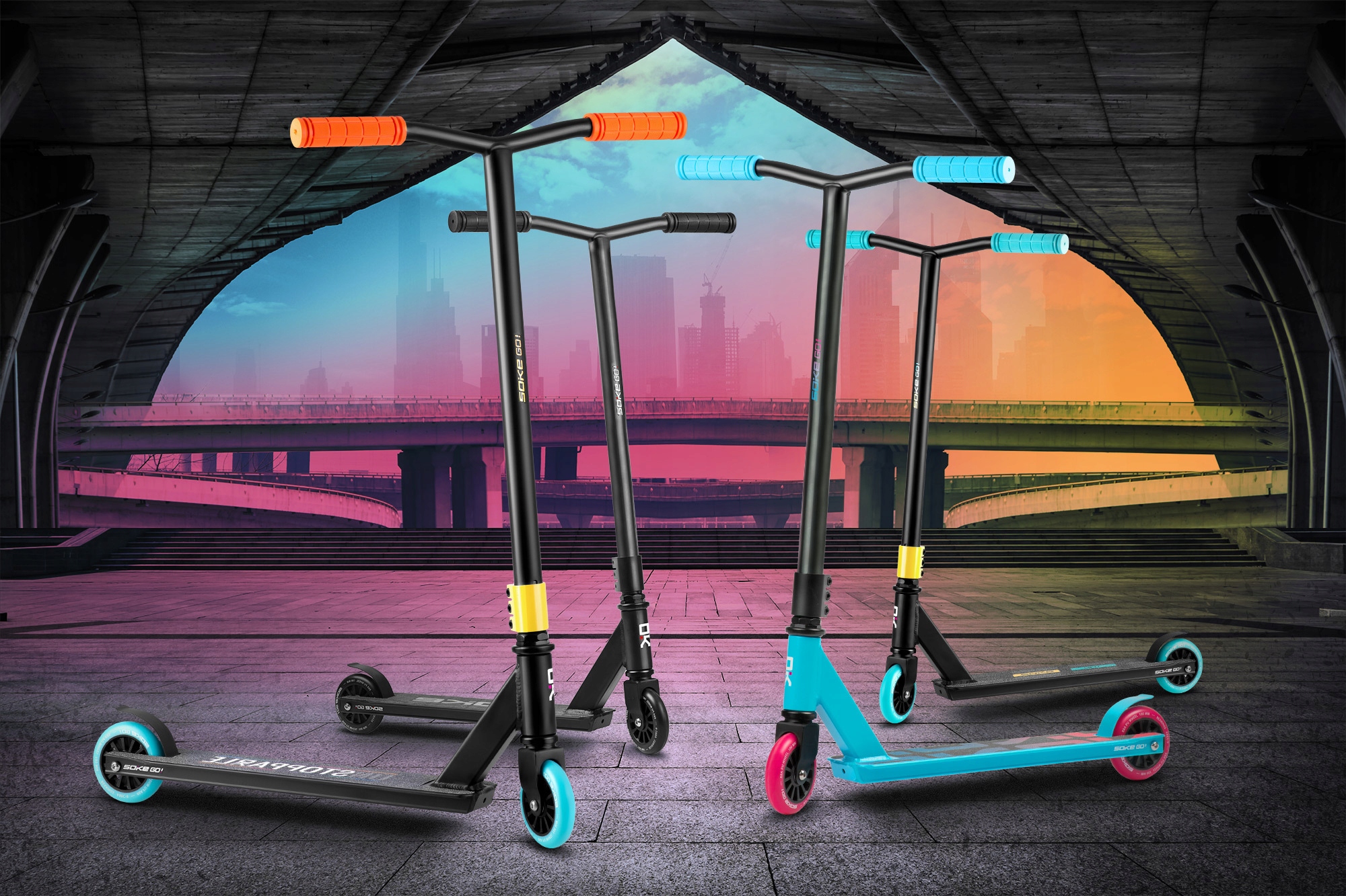 Hulajnoga wyczynowa do trików ABEC-9 SOKE GO! Wysokość kierownicy 82-82 cm