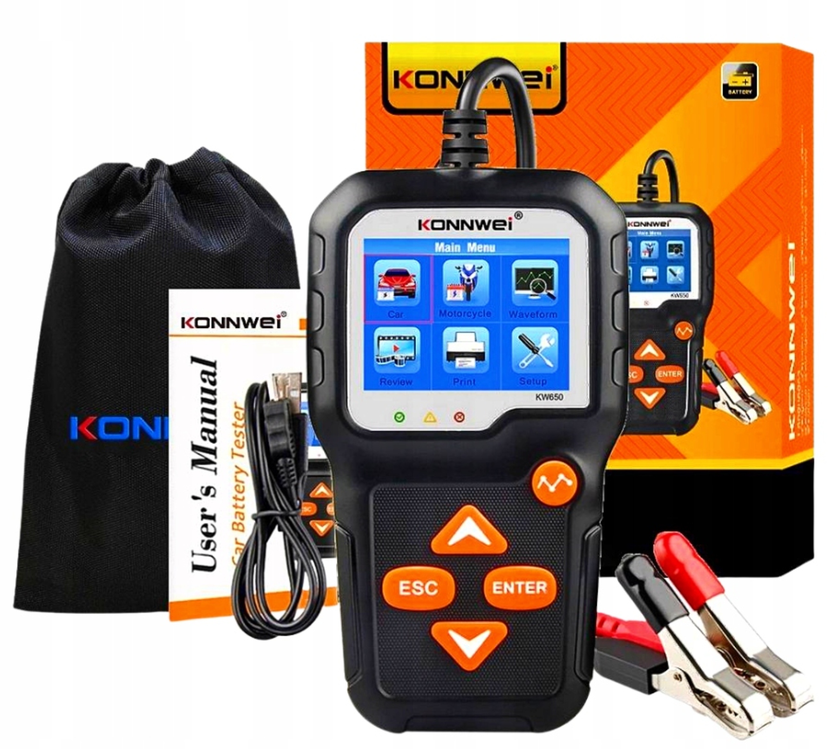 ТЕСТЕР ДЛЯ БАТАРЕИ 12V / 6V KONNWEI KW650 ПОЛЬСКИЙ