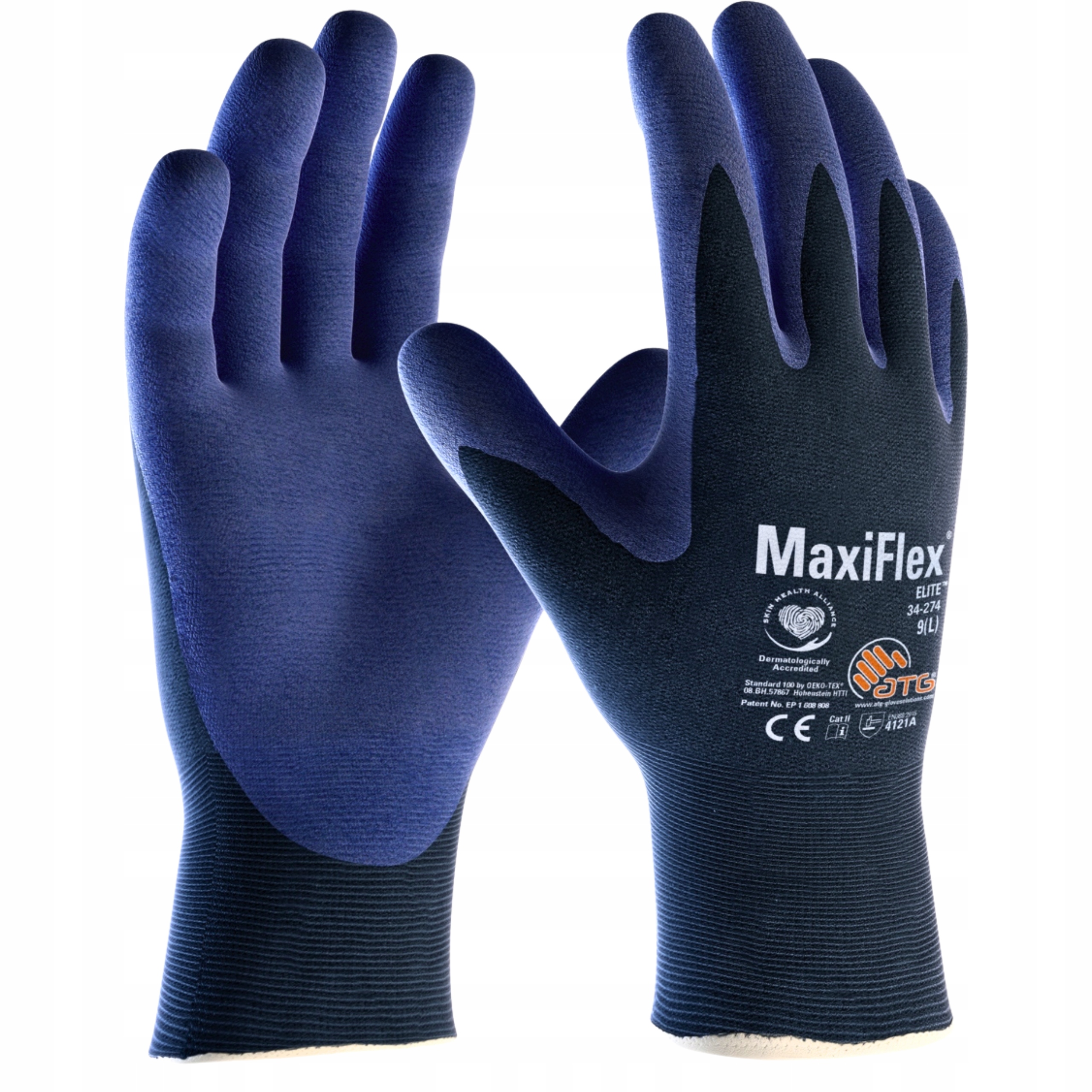 MOCNE Rękawice Robocze Rękawiczki ELASTYCZNE ATG MaxiFlex ELITE AD-APT Rozmiar 9 - L