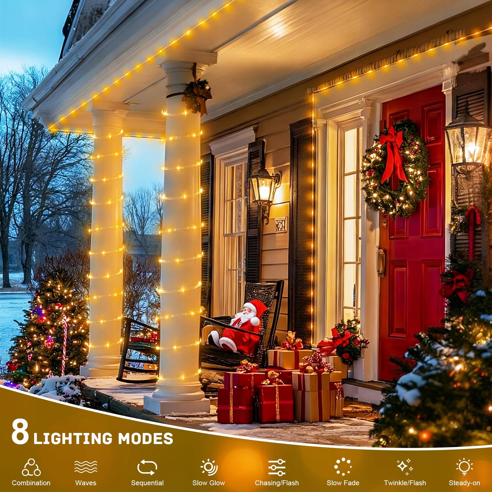 LED LICHTERSCHLAUCH 10M 200 LED Z PILOTEM IP65 DO OGRODU I WNĘTRZ — miniatura 3