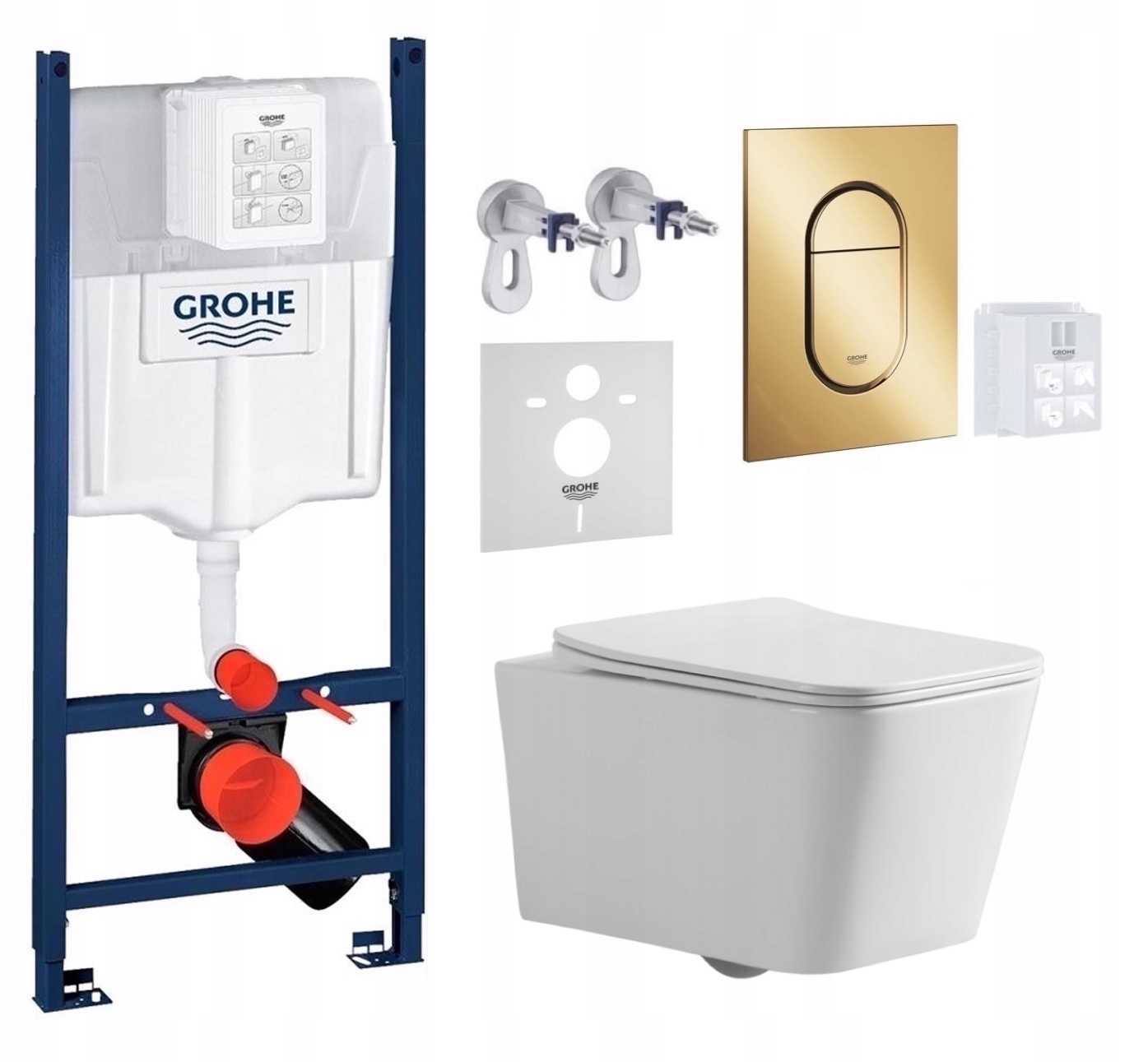 Grohe Rapid Sl s Wc misou Imprese Bilovec Tornado a zlatým tlačidlom