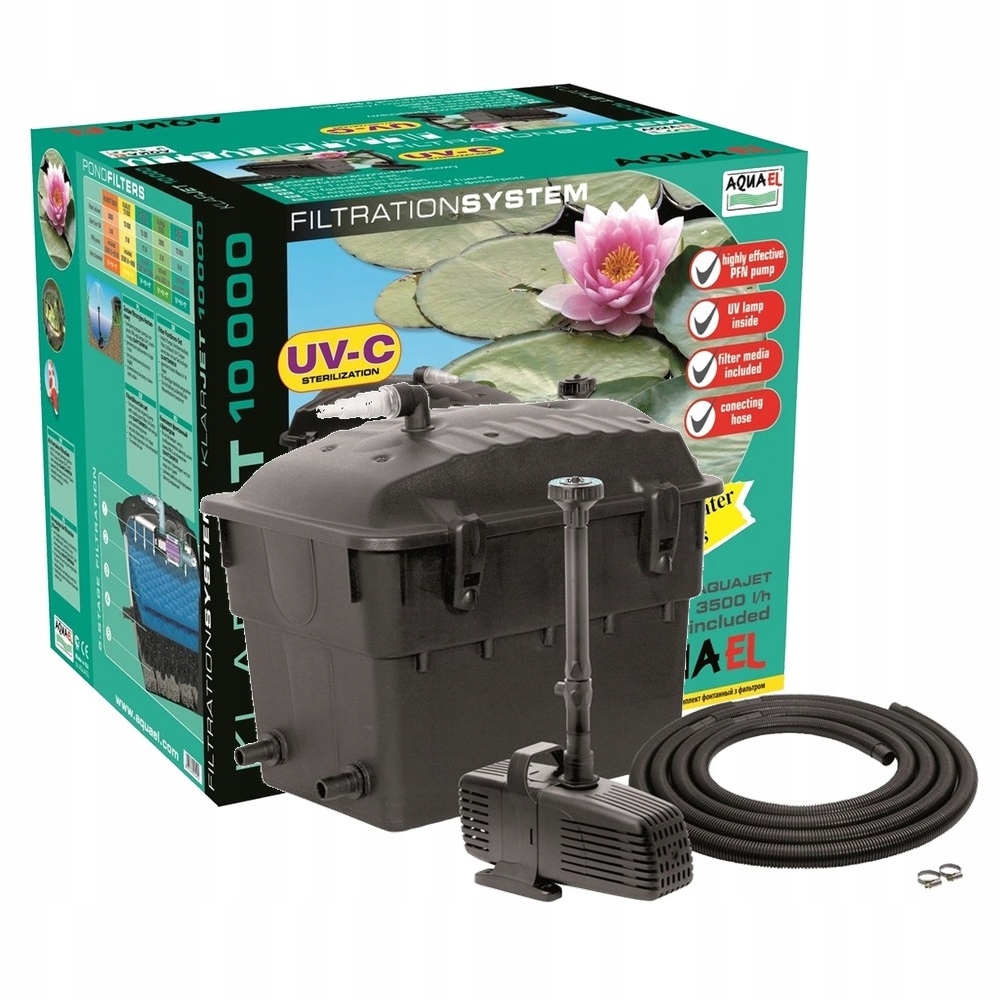 Aquael KlarJet 10000 Sada pro jezírko Filtr Čerpadlo Uv lampa 9W