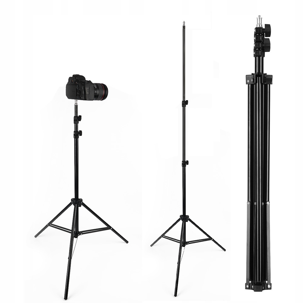 SOLIDNY STOJAK STATYW OŚWIETLENIOWY ROZŁOŻONY 2 M DO LAMPA STUDYJNA LED