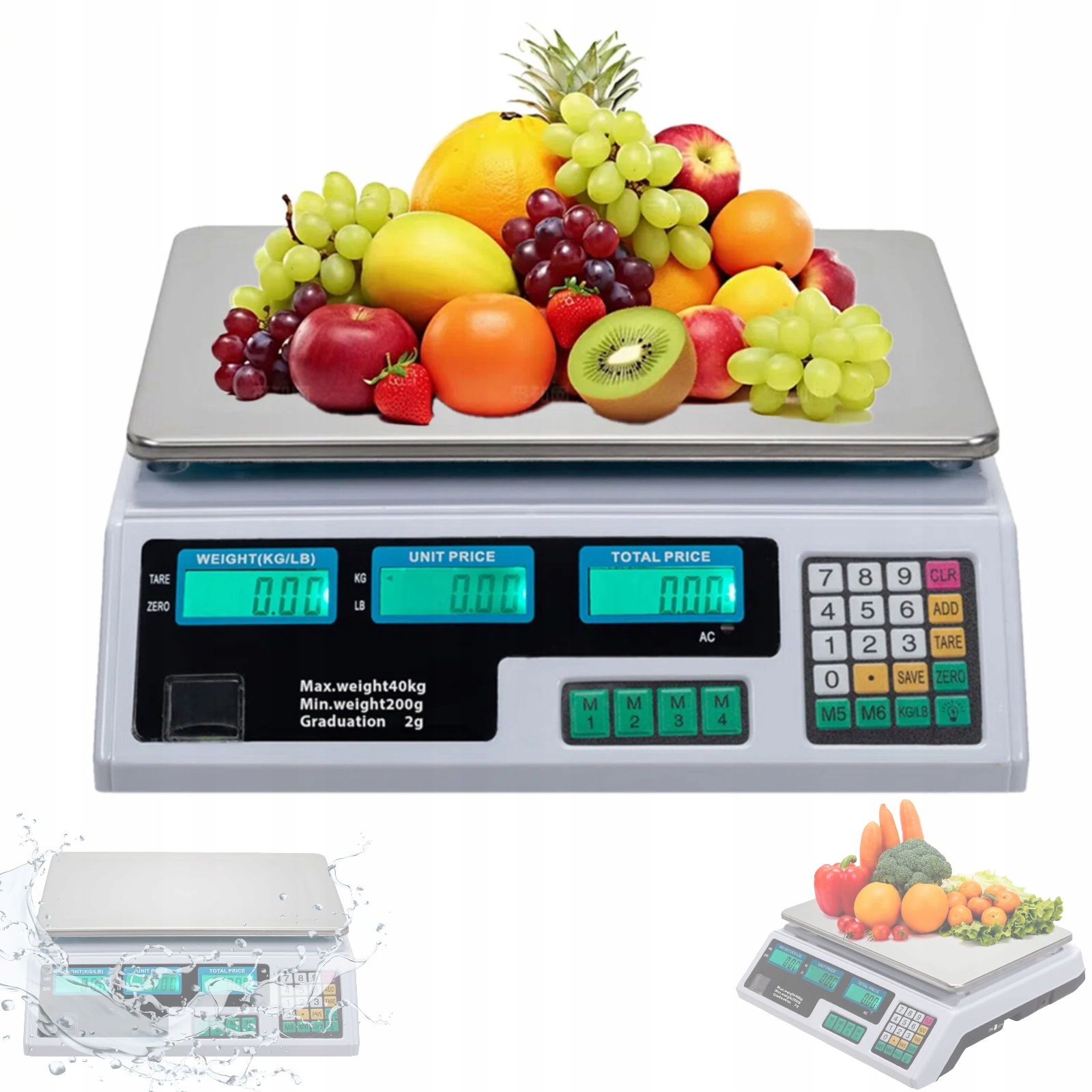 Elektronická skladová nákupní váha 40 kg 5 g Akumulátor LCD