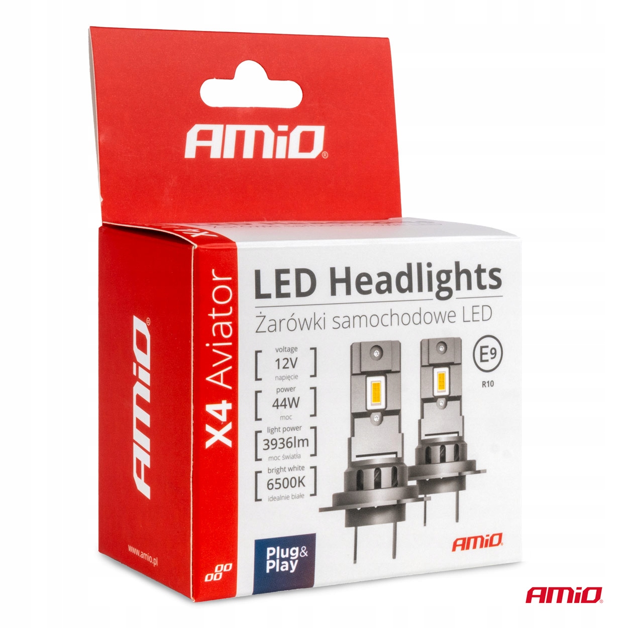 Żarówki samochodowe LED seria X4 Aviator H7 H18 6500K Canbus AMIO-03764 Model 03764