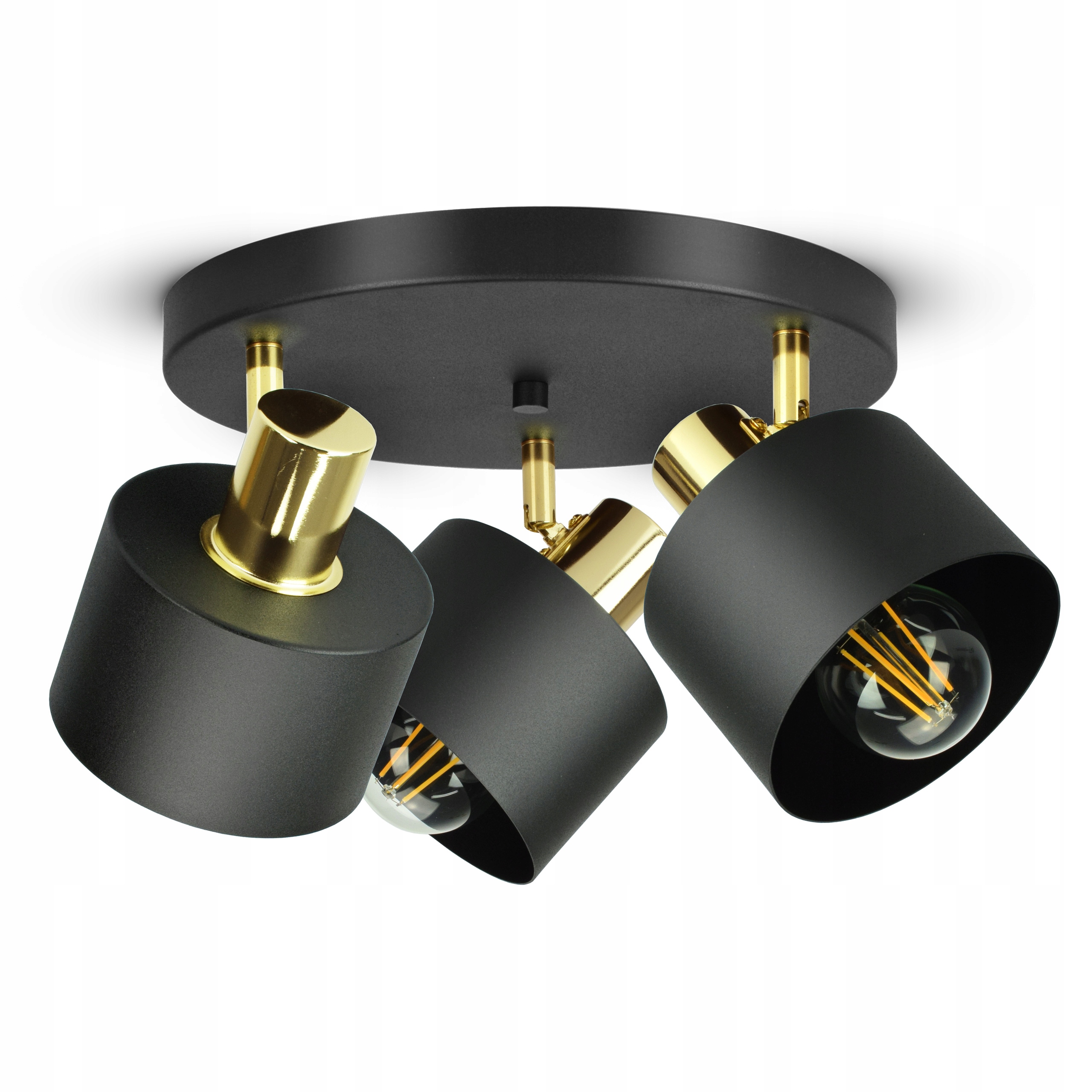 Lampa Sufitowa Żyrandol Plafon Czarna Złota Classic Spot EG3 Led E27
