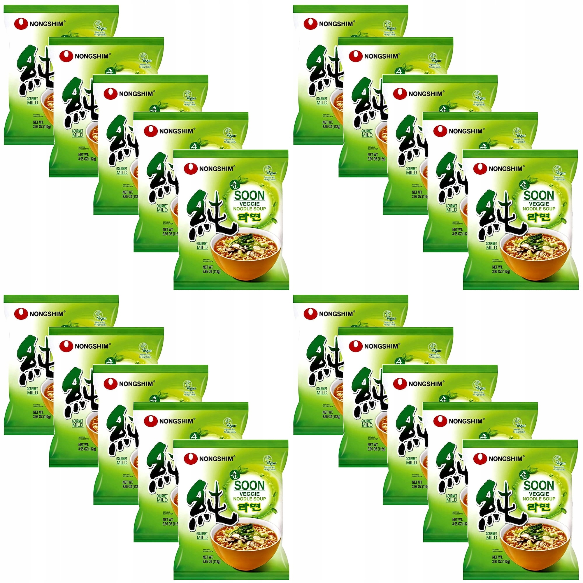 Levně Karton Korejská instantní polévka Soon Veggie Ramyun 20x112g Nong Shim