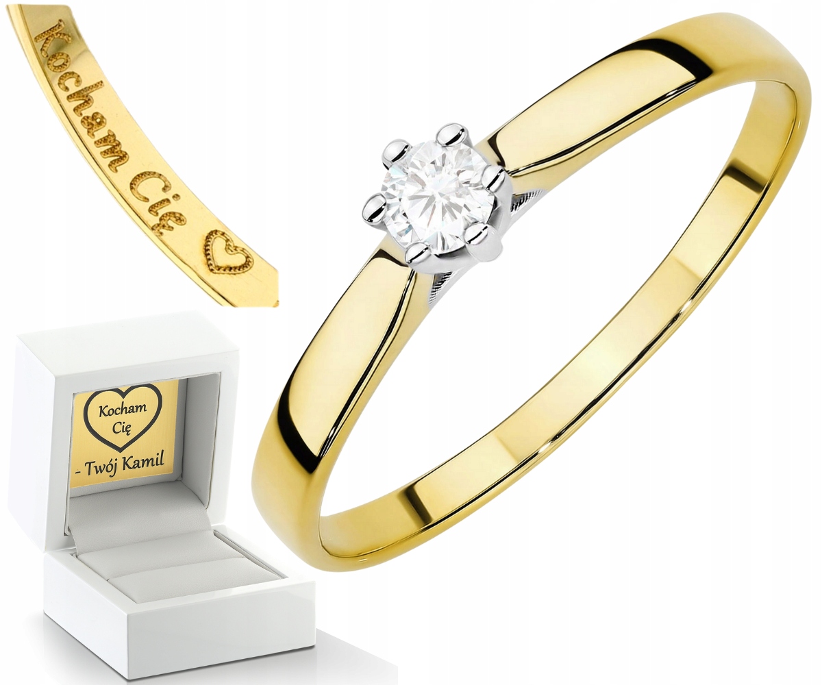 Zlatý Prstýnek Laboratorní Diamant Gravírování Bonus 585 Dárek