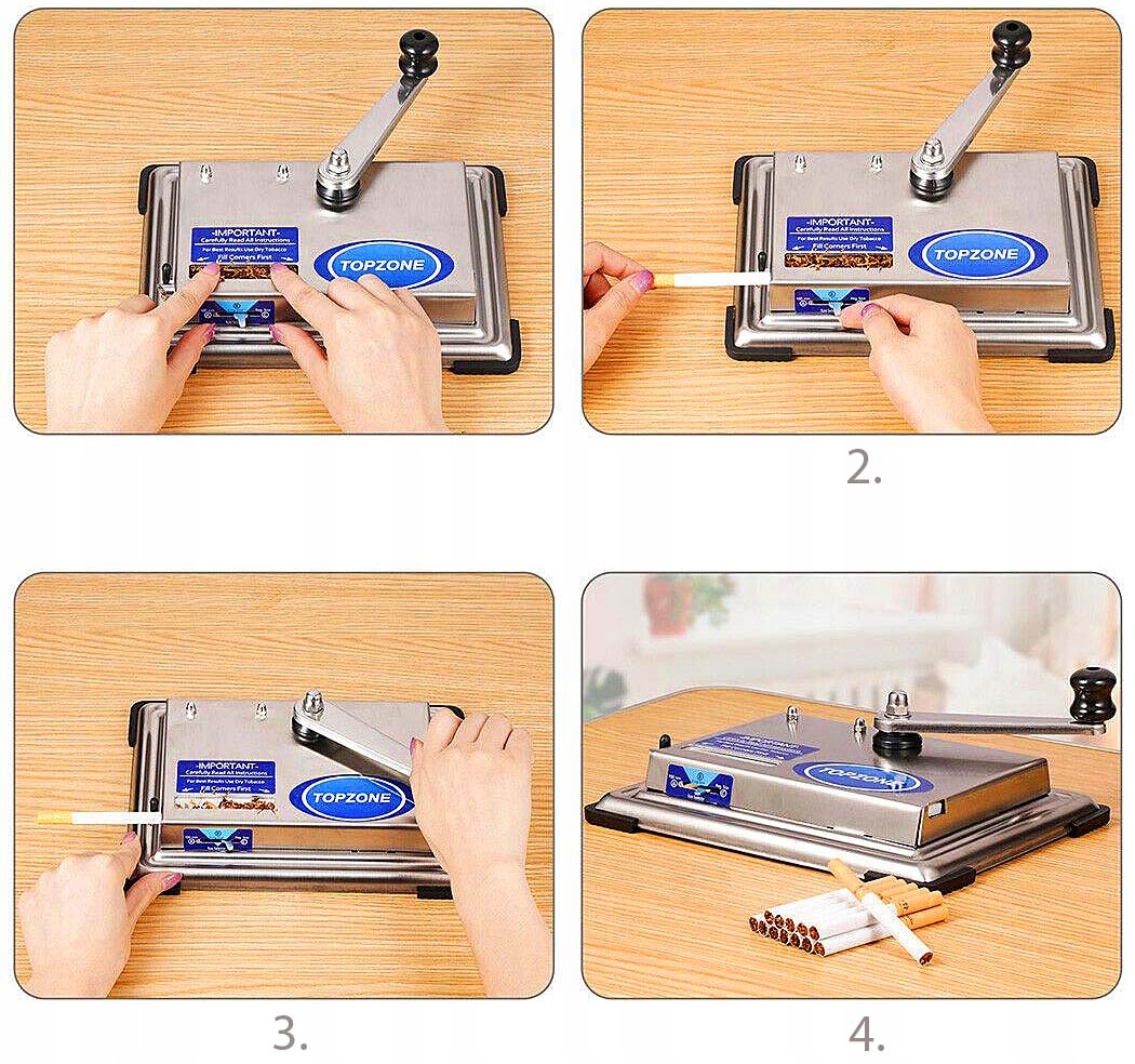 RĘCZNA MASZYNKA TŁOKOWA DO NABIJANIA PAPIEROSÓW GILZ NABIJARKA STALOWA Marka Inna