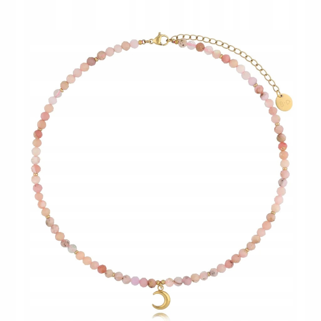 Náhrdelník By Dziubeka růžový měsíc opál 44 cm