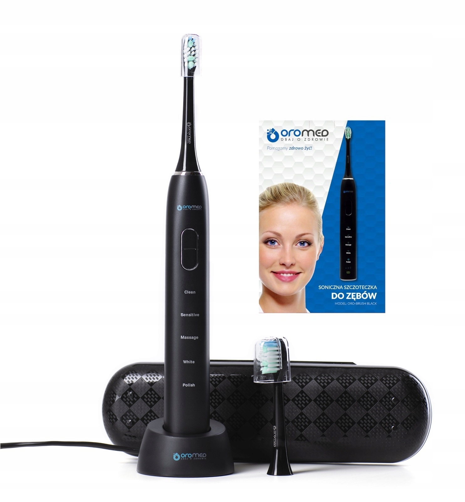 Szczoteczka elektryczna soniczna do zębów Oromed Oro-brush czarna +etui