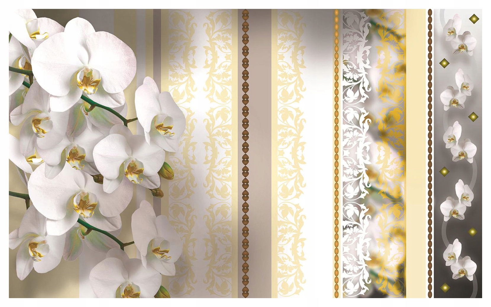 Fototapeta Orchideje zlato a geometrie na pruhovaném pozadí 250x175 lepidlo