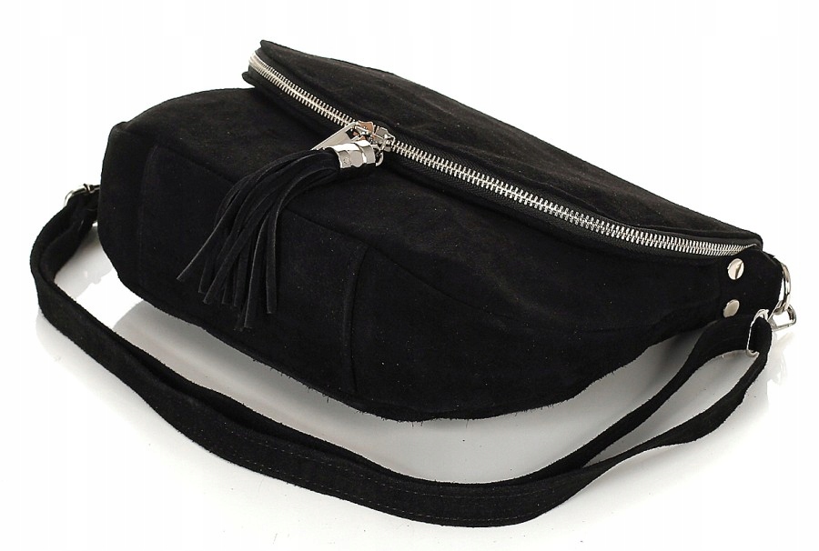 VERA PELLE Pojemna zamszowa listonoszka na długim pasku Skóra Naturalna Kolekcja 2024