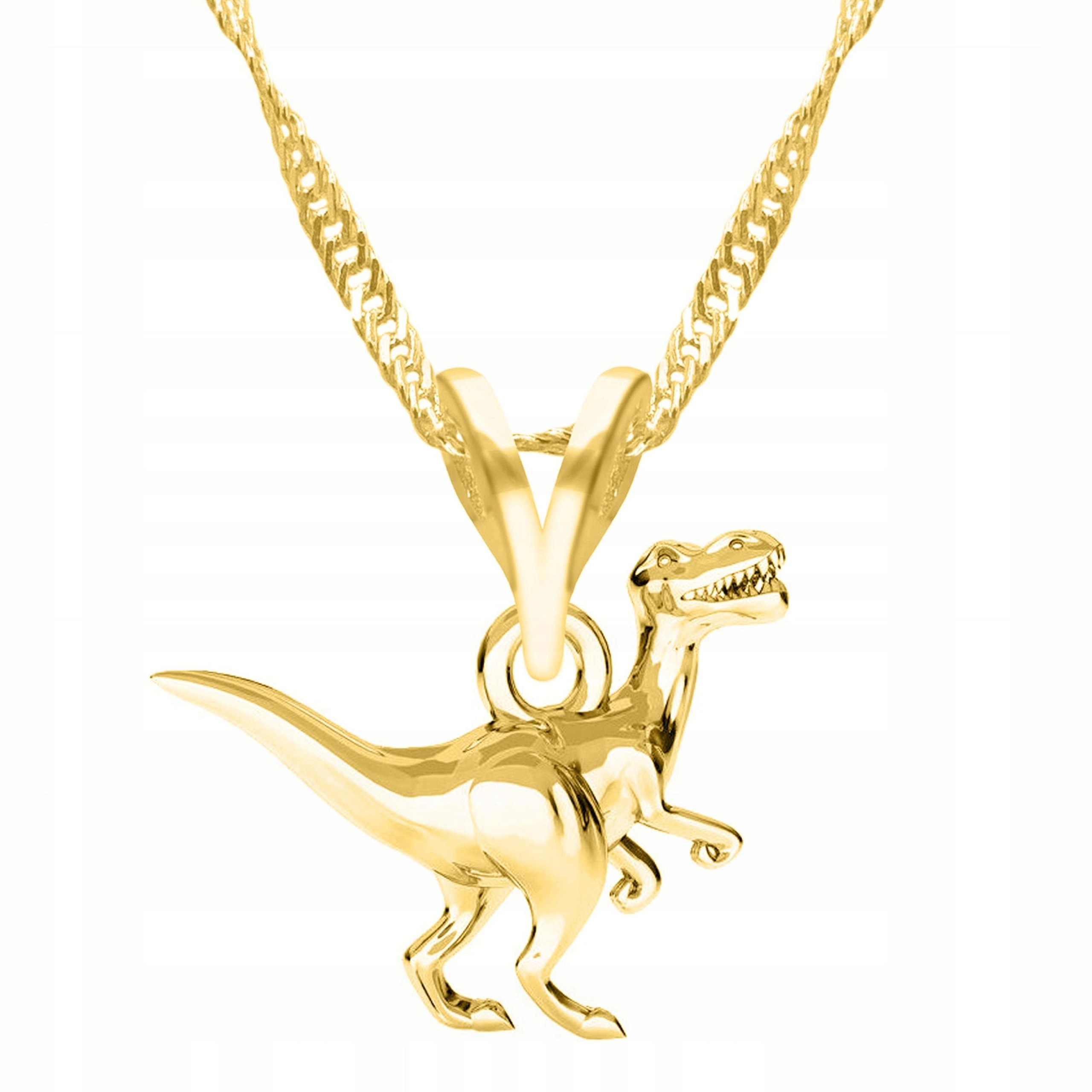 Zlatý náhrdelník s dinosaurem T-rex Tyranosaurus Dino Dinosaurus Stříbro 925