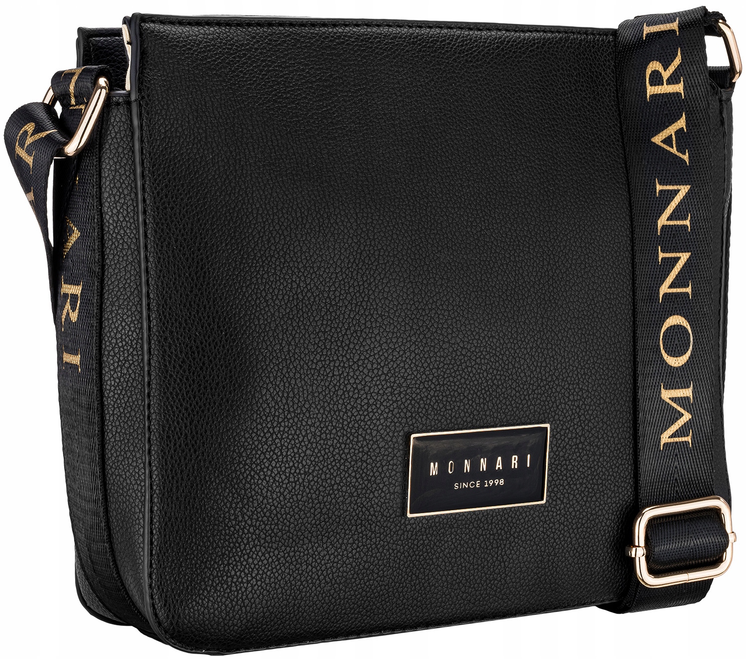 Monnari Torebka Damska Czarna Listonoszka Klasyczna Pasek Regulacja Premium