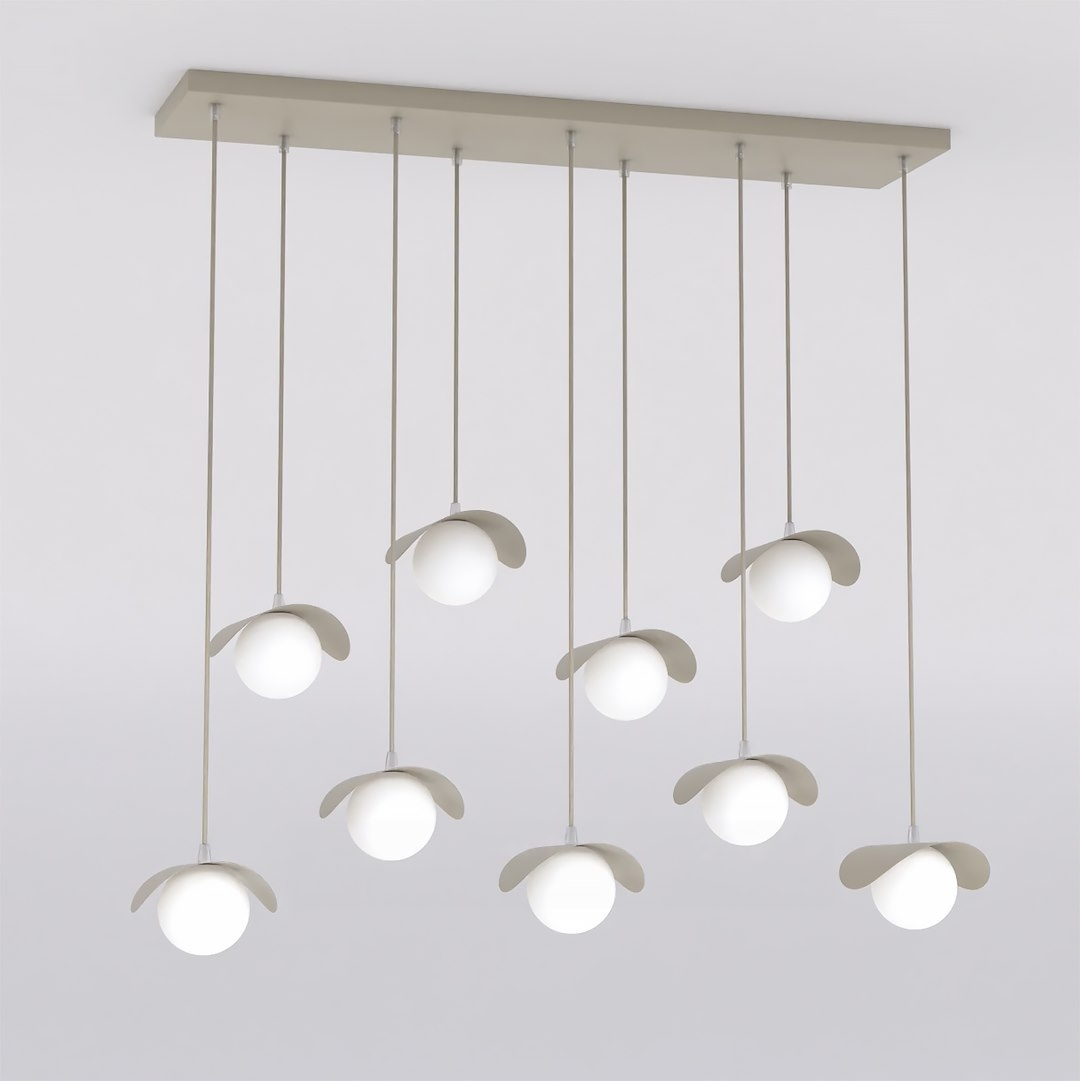 Závesná lampa Ritual Mokka 9-plameňová G9 béžová, oceľ/sklo, 120 x 100 cm