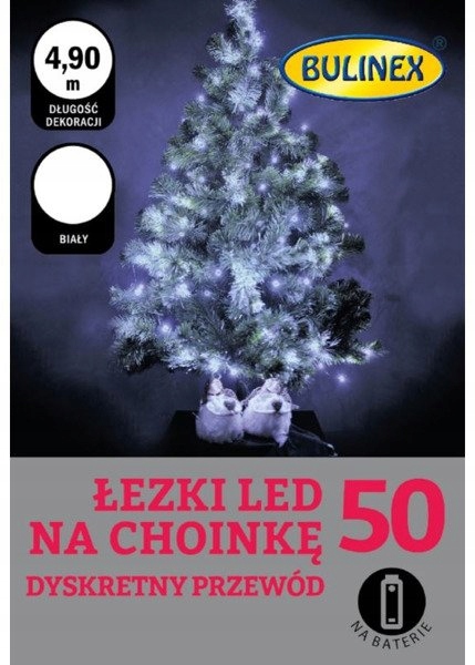

Lampki na baterie 50 Led łezki 4,9m białe