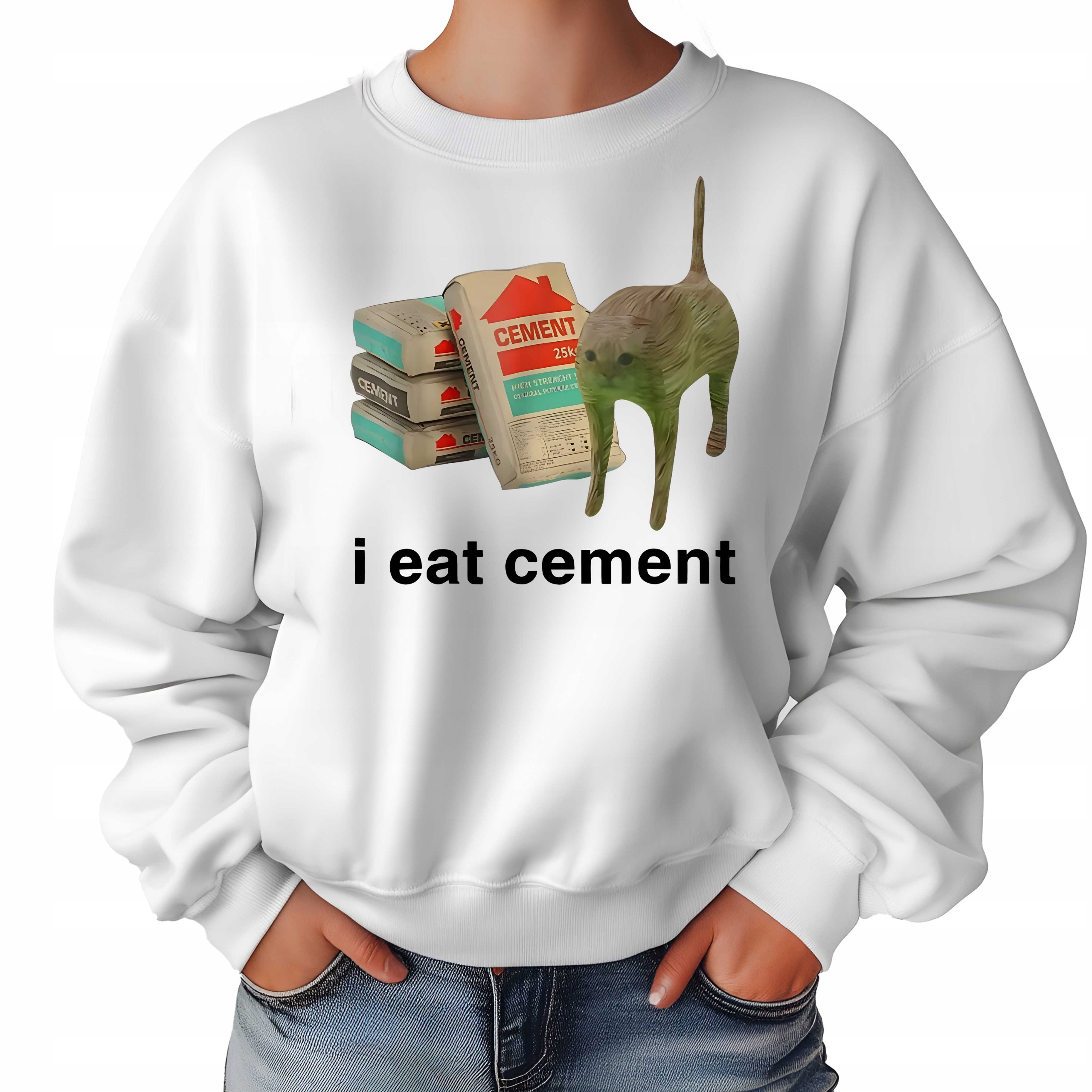 Mikina Bílá I Eat Cement Zábavný vzor pro kolegyni Vel M