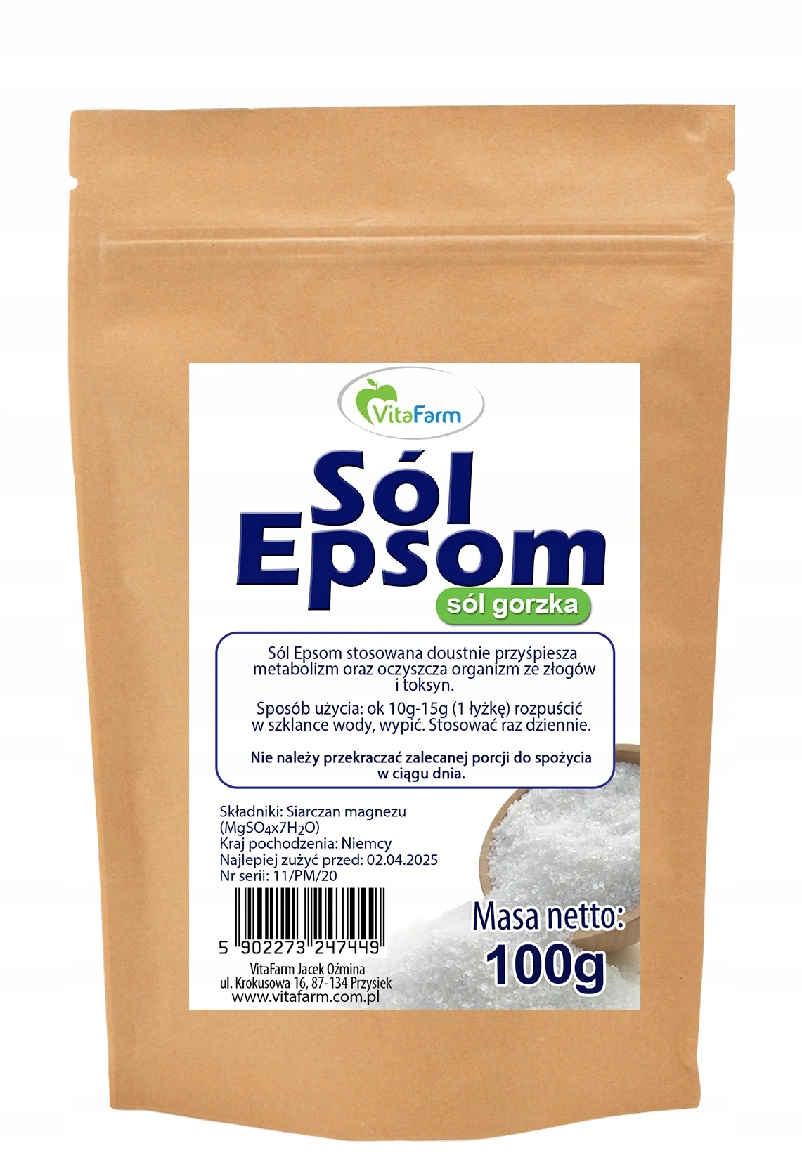 

Sól Gorzka Epsom Siarczan Magnezu 100 G