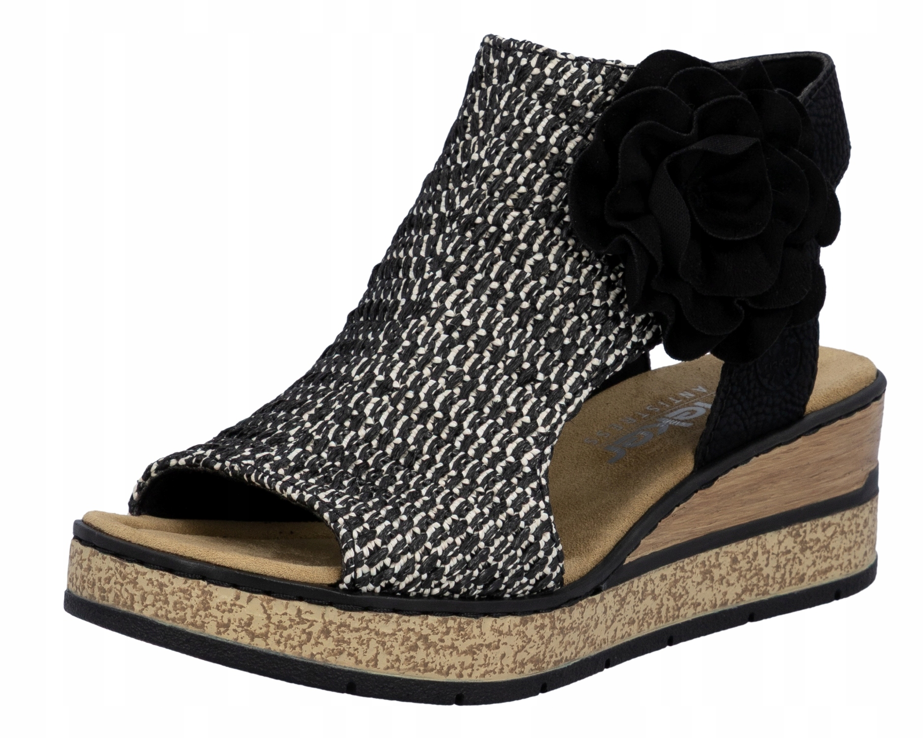 Rieker 63791-01 vel.37 černé módní sandály na klínku