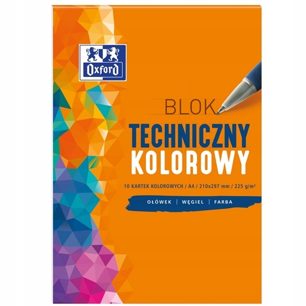 

Blok Techniczny A4/225g Kolorowy 10 Kartek Oxford