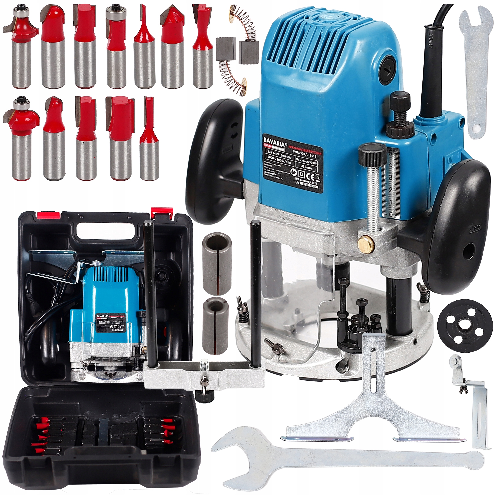 Horní Frézka Na Dřevo Frézy, Kufr, Sada Silných Fréz 2900W