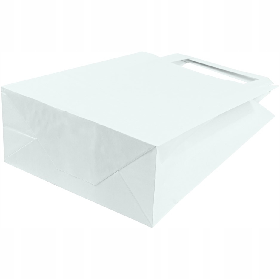 BIAŁA TORBA PAPIEROWA EKO 18x8x23 x 100 sztuk Szerokość produktu 18 cm